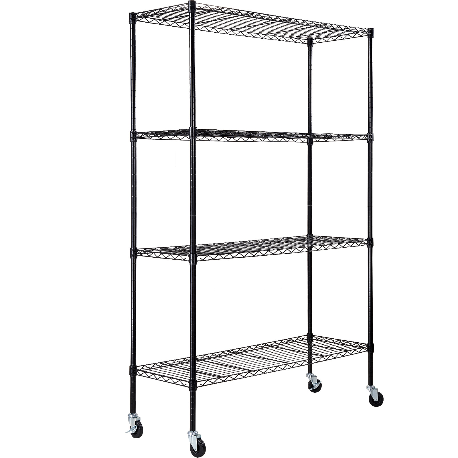 Heavy Duty Metal Storage Shelving Unit With Wheels 4 Tier Rack_voghion.com
